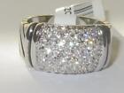 Ladies 9mm band ring silver cz cubic zirconia cluster pave rhodium chunky X080