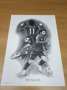 Mo Salah Portrait Drawing 1st Generation A4 Art Print. Liverpool FC.
