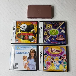 Nintendo DS Lite Metallic Rose Console + 4 Games - No Stylus Tested/Working READ - Picture 1 of 14