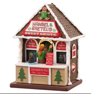 Lemax table accent Christmas market village stall Hansel & Gretel sweet shop LED