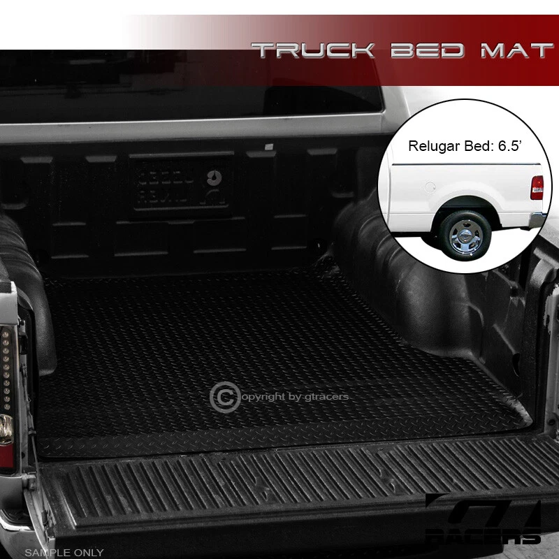 For 2004-2014 Ford F150 6.5 Ft 78" Blk Rubber Diamond Truck Bed Floor Mat Liner — 第 1/3 张图片