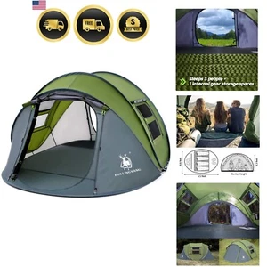 Pop Up Camping Tent 4 Person Waterproof Instant Setup Family Tents for Hiking - Picture 1 of 8