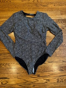 Shade and Shore Swimsuit Bodysuit Black and White Womens Size M 8-10 - Picture 1 of 5