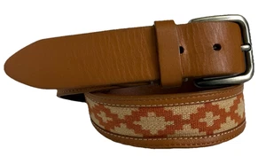 Cinturón para hombre Lucky Brand cuero tostado patrón azteca talla 34 - Imagen 1 de 8