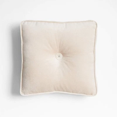 Crate & Barrel Velvet Throw Pillow 14x14 – Laura Kim Taupe Gusseted Cushion NWT - Image 1 of 3