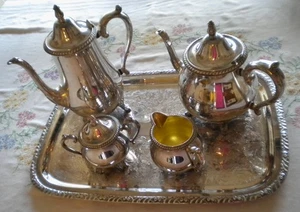 Vintage 6 teiliges Oneida Fiesta versilbertes Kaffee- & Teeservice - Bild 1 von 8