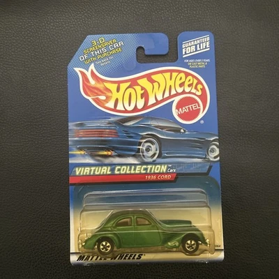 HOT WHEELS 1936 CORD VIRTUAL COLLECTION 2000 LONG CARD GREEN - Image 1 of 3