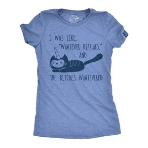 Camiseta para mujer I Was Like Whatever Bitches divertida camiseta unicornio gato - Imagen 1 de 7