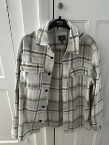Men’s H&M Grey And Beige Long Sleeve Over shirt Size M - Picture 1 of 8
