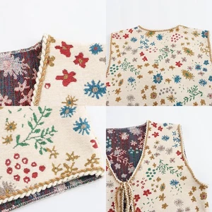 Mujeres Chaleco Medieval Camiseta sin Mangas Viaje Blusa Corbata Frontal Estampado Floral Calle Boho - Imagen 1 de 15