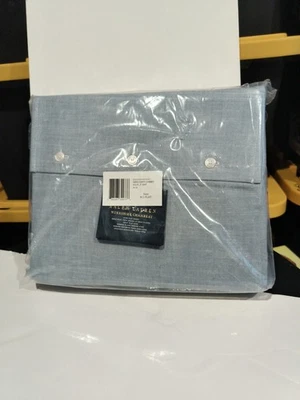 Camisa de Trabajo Ralph Lauren Chambray King Sábana Plana Azul Algodón Orgánico Nueva Foto 1 de 4