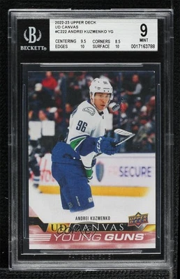 2022-23 Series 2 UD Canvas Young Guns Andrei Kuzmenko #C222 BGS 9 MINT Rookie RC - Image 1 of 2