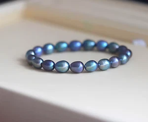Pulsera 6" Natural Tahitian Negro Azul Perla - Imagen 1 de 2
