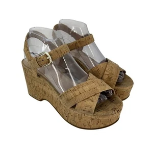 Kate Spade Shoes Womens Size 8 Cork Platform Wedge Sandals Ankle Strap Summer - Picture 1 of 15