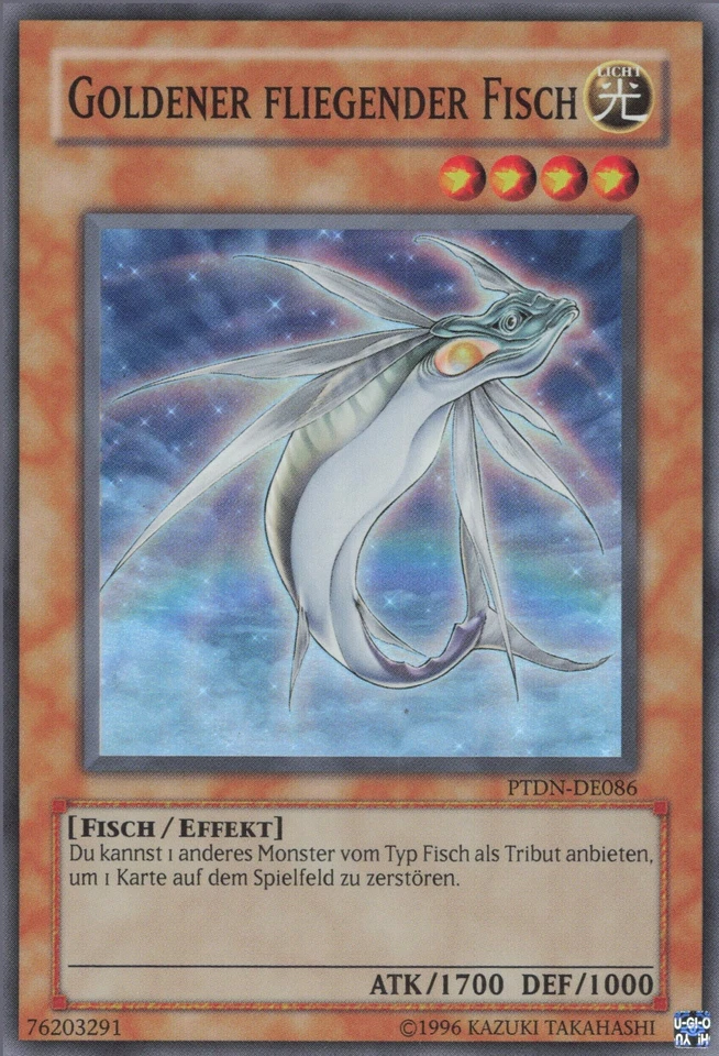 YuGiOh Goldener fliegender Fisch PTDN-DE086 Super Rare NM unl. - Bild 1 von 2