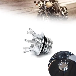 Chrome Motorcycle Fuel Tank King Crown Gas Cap fit For Harley old school bobbers - Foto 1 di 9