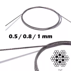 2.5M Cable Miniature en acier 0.5mm 0.8mm 1mm Maquettisme Diorama Tank 1/24 1/35 - Photo 1/7