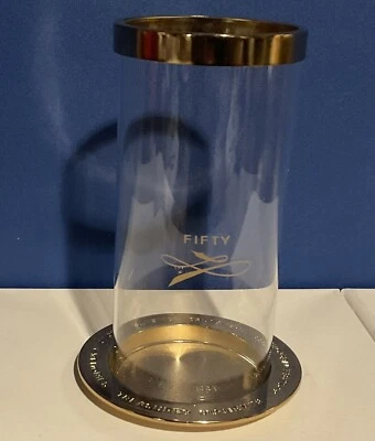 50th Anniversary Candle Holder Glass Gold Tone Metal Hallmark - Image 1 of 3