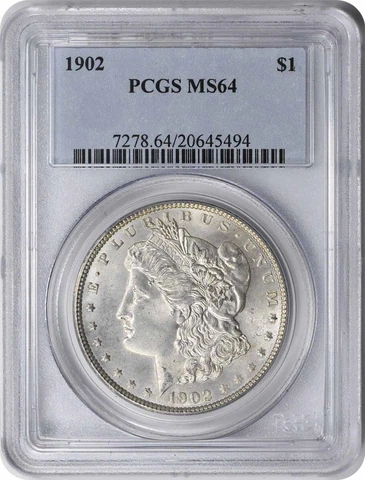 1902 Morgan Silver Dollar MS64 PCGS Cover