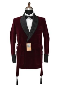 Hombres Borgoña Chaquetas para Fumar Diseñador Ropa de Fiesta Blazers Abrigos Reino Unido - Imagen 1 de 4