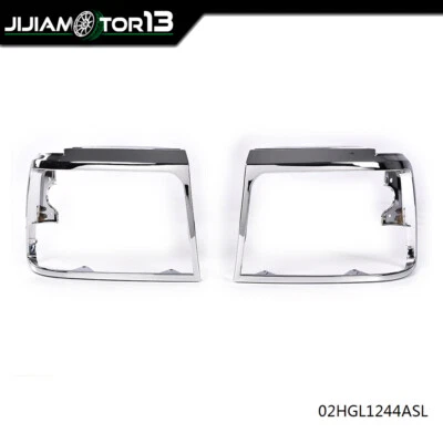 2PCS Fit For 1992-96 Ford F150 F250 Bronco Headlight Door Chrome Grille Silver - Image 1 of 4