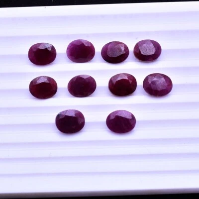 10 Pcs Natural Ruby 10mm 8mm Oval Cut Gorgeous Red Untreated Loose Gemstones Lot - Image 1 of 4