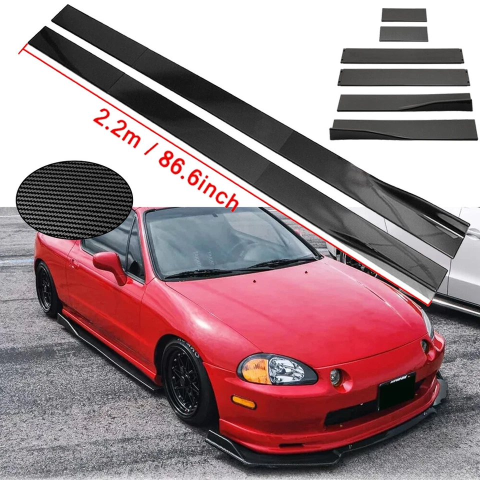 Carbon Fiber 86.6inch Side Skirt Extensions Rocker Panel For Honda Civic Del Sol - Изображение 1 из 4