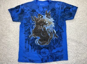 buffalo outdoors wolf Tribal native American all over print t shirt adult L - Picture 1 of 7