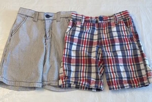 Gymboree Boys Shorts-Grey/White Stripes and Red/Blue/White Plaid- Size 4 - Picture 1 of 7