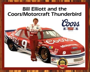 1988 Bill Elliott - Ford Thunderbird - Coors - Nascar - Metal Sign 11 x 14 - Picture 1 of 3