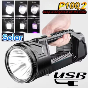Solar P100 LED Proyector Exterior Trabajo Luz Emergencia Largo Alcance Linterna - Imagen 1 de 25