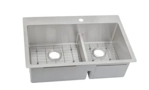 ElkayCrosstown 33" x 22" Double Basin Stainless Steel Kitchen Sink  - Picture 1 of 3