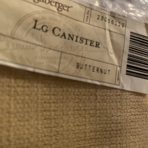Longaberger Large  Round Canister Basket Liner Butternut Cover