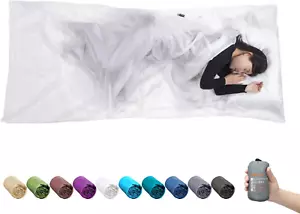 Forro de saco de dormir de seda, saco de dormir de seda, extra ancho 87"X43", viaje ligero - Imagen 1 de 12