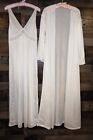 Vintage Dreamaway #4140 Nylon Long Peignoir Nightgown Robe Set White/Lace Medium