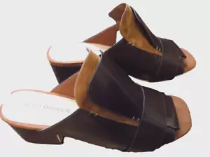 Kelsi Dagger Brooklyn Sadie Dark Brown Suede Leather Slides 2" heels 6 $140.00 - Picture 1 of 12