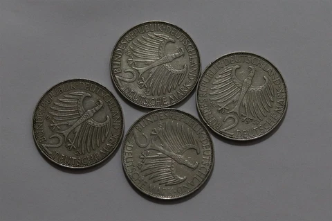 🧭 🇩🇪 GERMANY 2 MARK 1957 DFGJ - 4 COINS B56 #53 NNN46 Cover