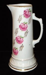 Antique Royal Firenze China Embossed Floral Tankard Pitcher - Picture 1 of 14
