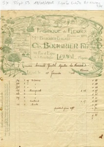 Dépt 53 - Laval 14 Rue d'Ernée - Superbe Entête Art Nouveau d'un Fleuriste 1902 - Picture 1 of 1