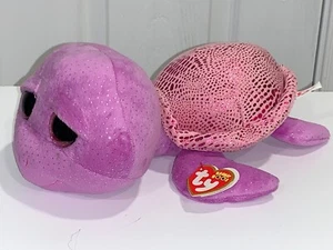 TY BEANIE BOOS - SLOW-POKE the 6 inch PURPLE TURTLE - MINT - Picture 1 of 6