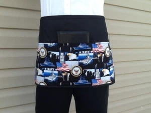 Patriotic Navy￼ 3 Pockets Waitress Half Apron Restaurant Classyaprons Service ￼ - Picture 1 of 3