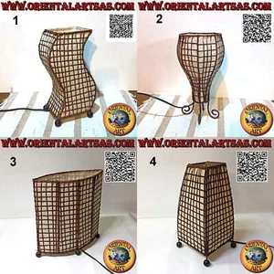 Lampada da tavolo etnica in cotone e bambù quadrettata da 30 cm. di varie forme - Foto 1 di 24