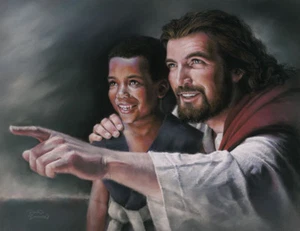 Inspire Jesus Christ Boy Print Picture by David Bowman Religious Spiritual Art - Picture 1 of 5
