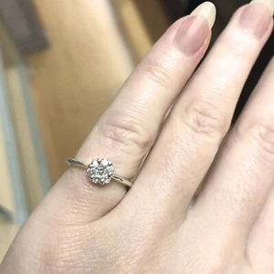 0.25 ctw Natural Diamond Solid 14k White Gold Flower Cluster Engagement Ring - Picture 1 of 4