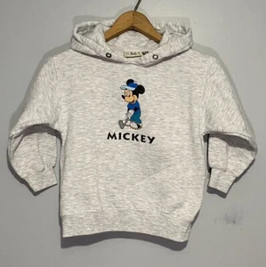 Vintage 90s Mickey Mouse Hoodie Medium Kids Pullover Gear For Sports Disney - Picture 1 of 6