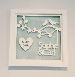 Personalised Love Birds Papercut Art Frame. Anniversary Gift, Wedding Present - Picture 1 of 22