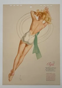 Vintage August 1946 Alberto Varga Pin-Up Girl, Esquire Pin-Up Calendar Page - Picture 1 of 3