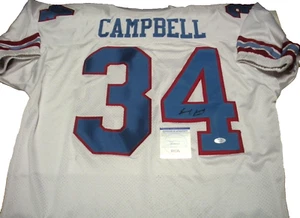 MAGLIA REEBOK UFFICIALE FIRMATA EARL CAMPBELL HOUSTON OILERS HOF JSA/COA - Foto 1 di 2