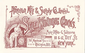 Reimpresión del catálogo de la compañía de relojes de cuerda automática 1887 - American Mfg & Supply Co - Imagen 1 de 11