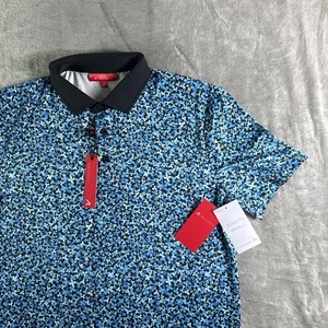 Redvanly Brewer Polo Men's Medium Malibu Blue Floral Pattern Stretch Golf - Picture 1 of 12